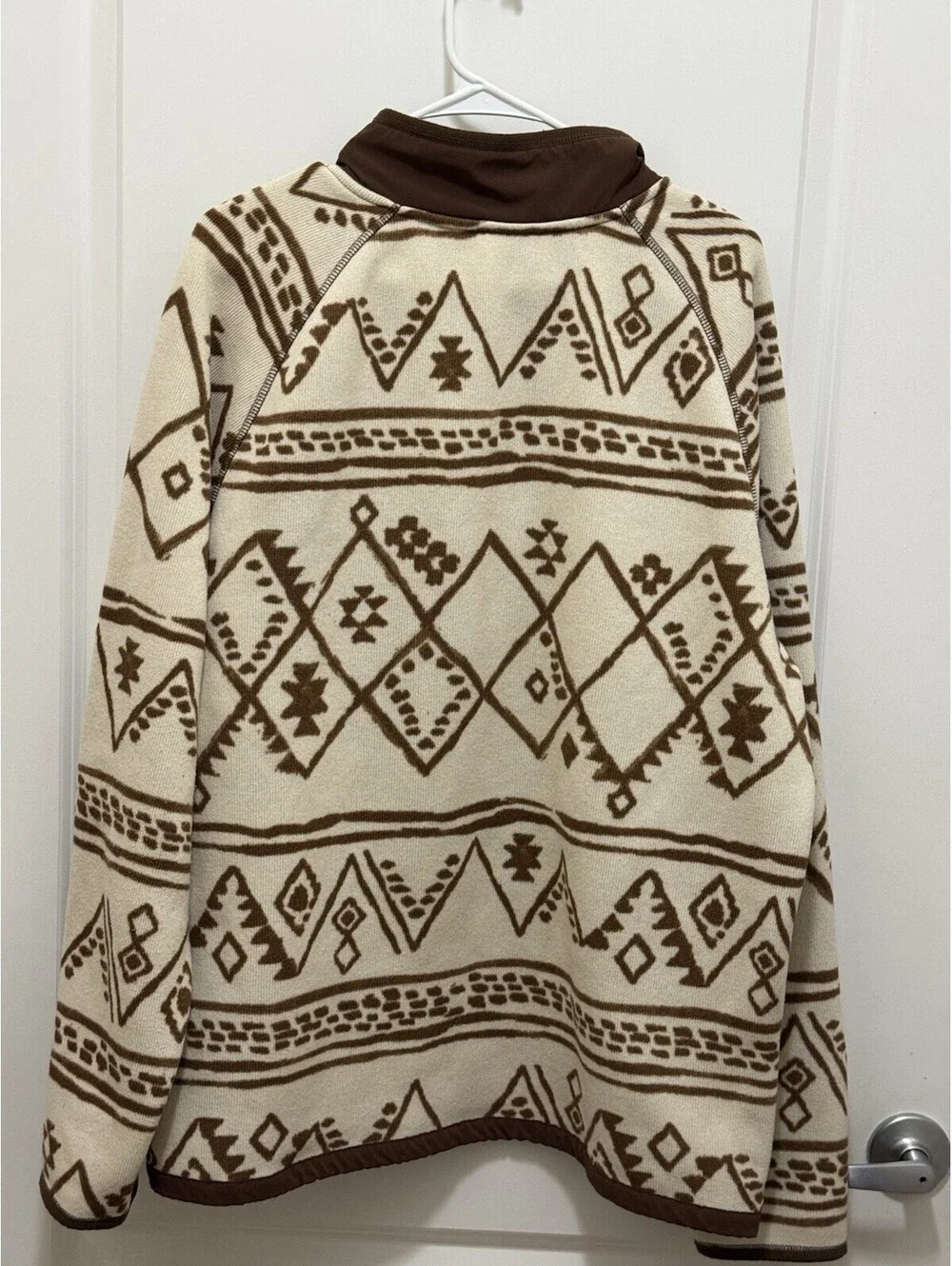The North Face Men’s XL Fleece 1/4 Zip Pullover Cream Brown Geometric Aztec Prin